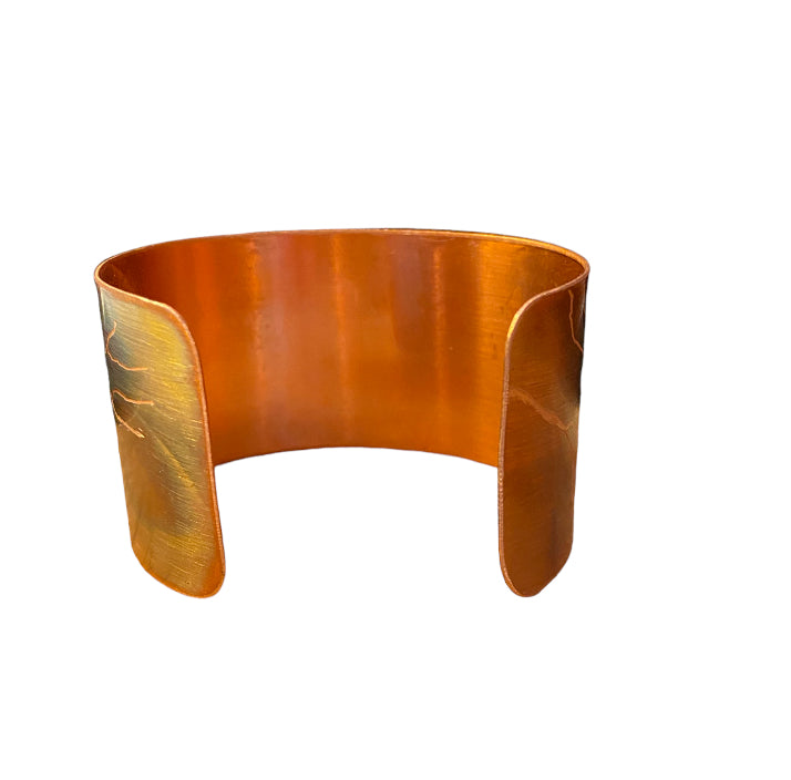 Fire Painted Wide Copper Bracelet