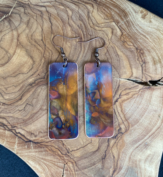 Fire Painted Copper Earrings