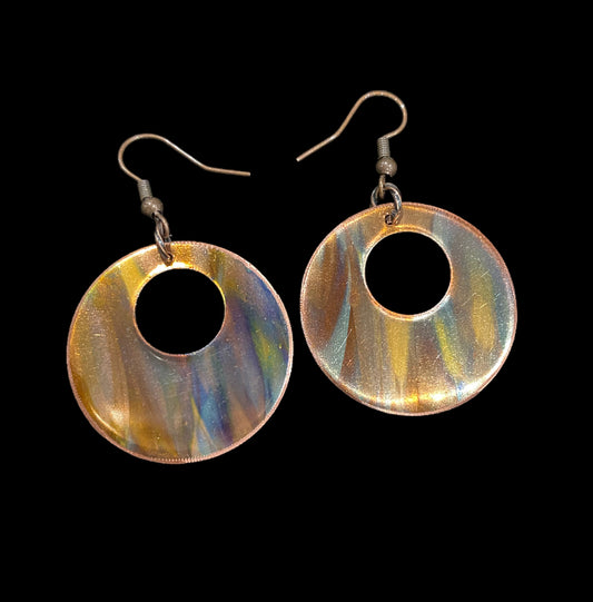 Fire painted Copper Earrings