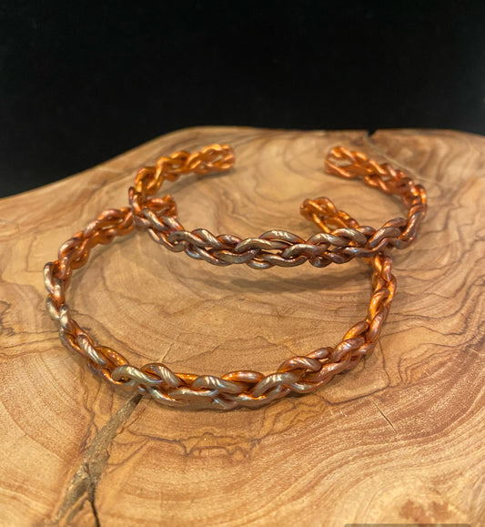 Twisted Chain Link Fire Painted Copper Bracelet