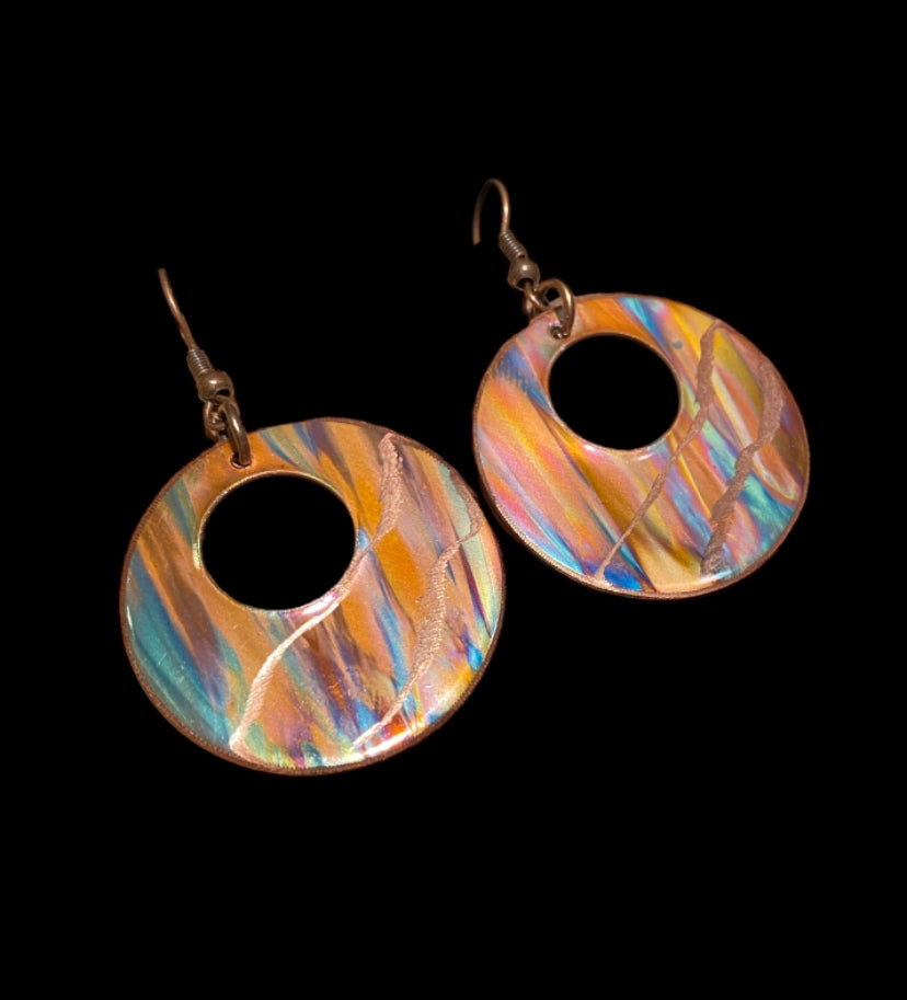 Fire Painted Copper Earrings