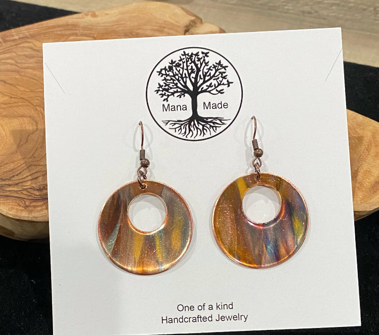 Fire painted Copper Earrings