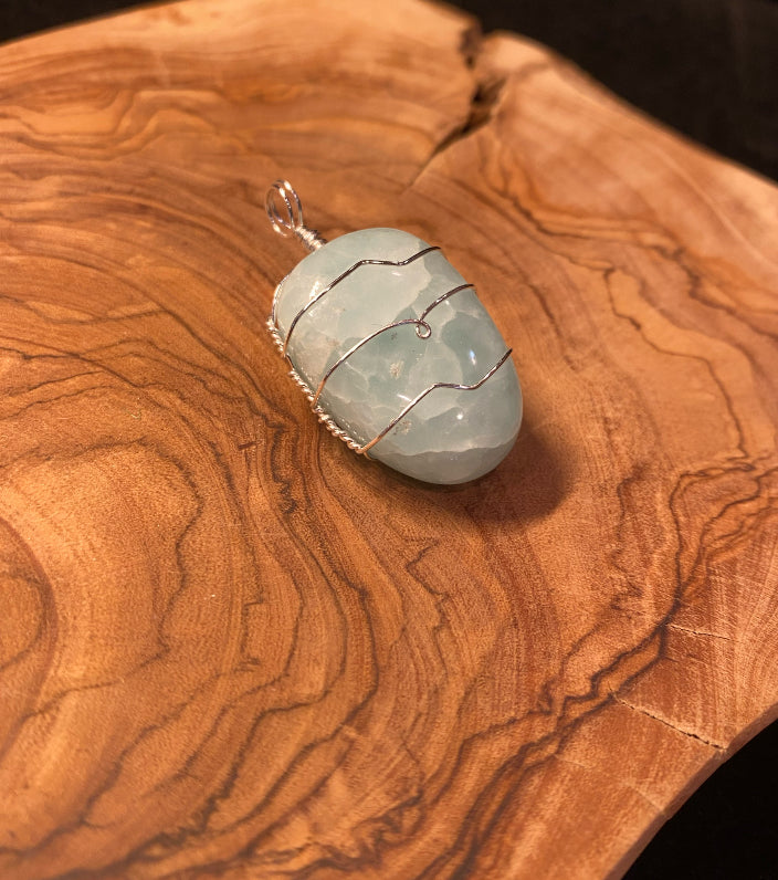 Wire Wrapped Gemstone “Sky Blue Obsidian“