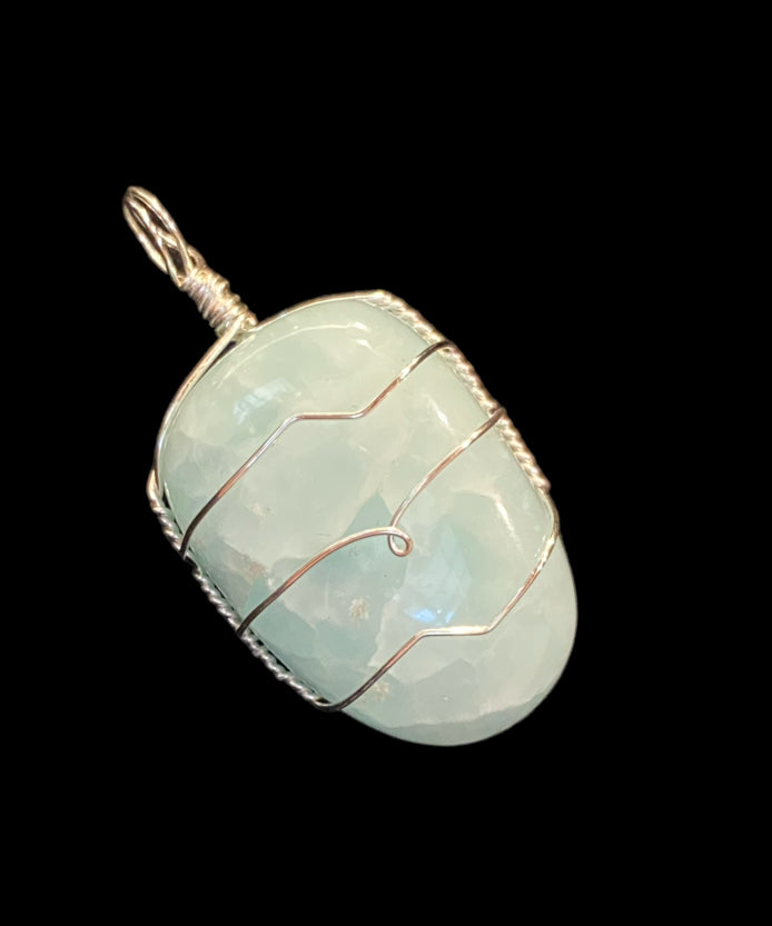 Wire Wrapped Gemstone “Sky Blue Obsidian“