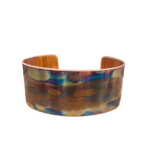 Fire Painted Wide Copper Bracelet