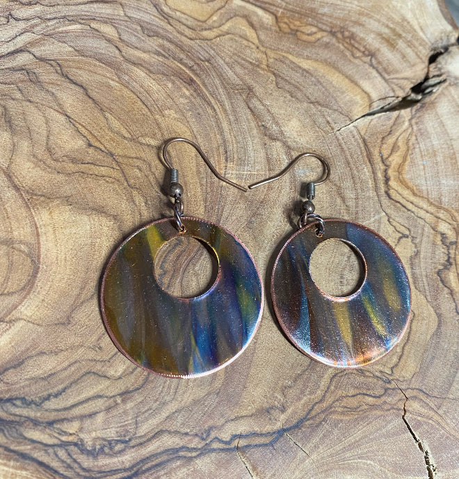 Fire painted Copper Earrings