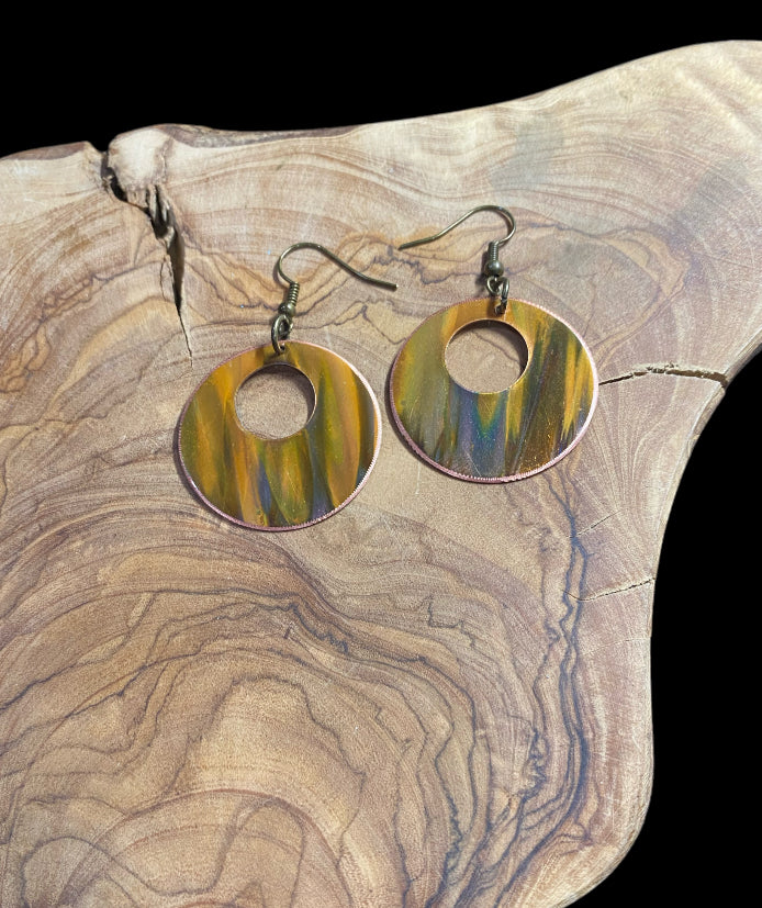 Fire painted Copper Earrings