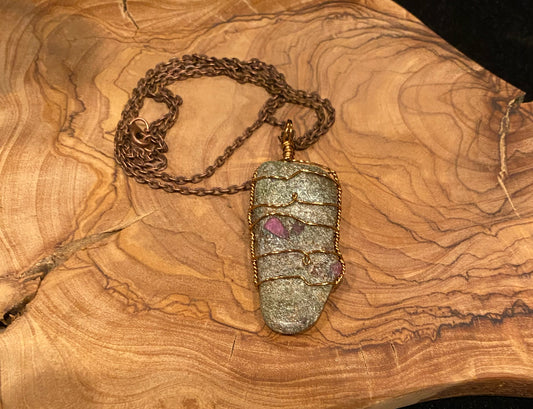 Wire Wrapped Gemstone “Ruby Fuchsite”