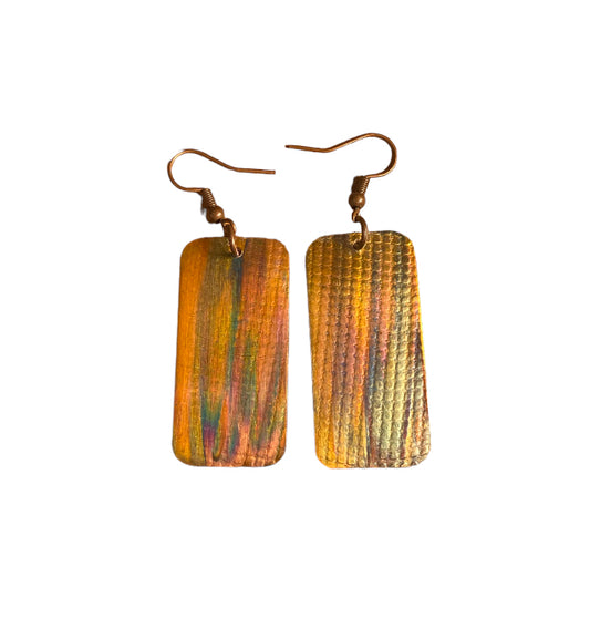 Fire Painted Copper Earrings