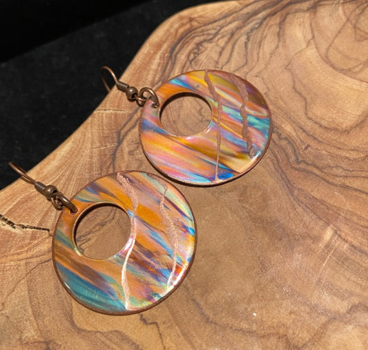 Fire Painted Copper Earrings