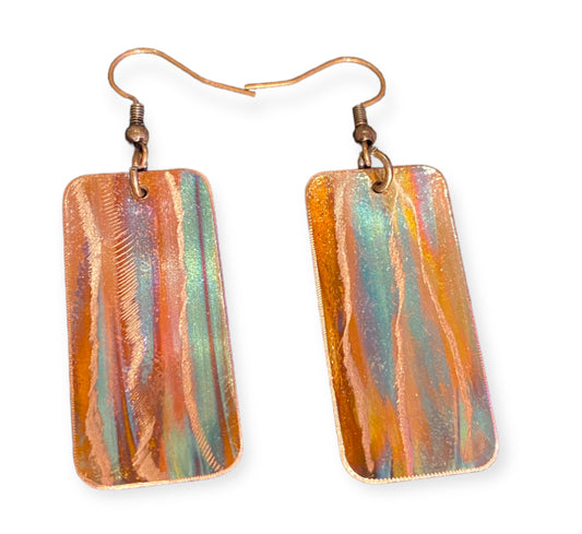 Fire Painted Copper Earrings