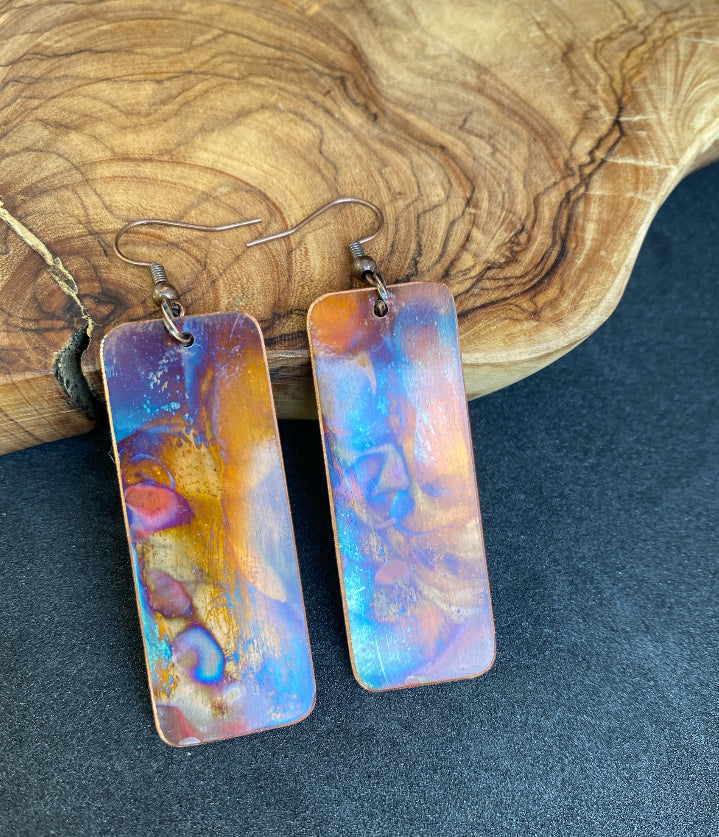 Fire Painted Copper Earrings